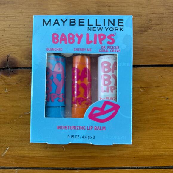 New In Box Maybelline New York Baby Lips Moisturizing Lip Balm 3 Pack Lip  Balms - Picture 1 of 3